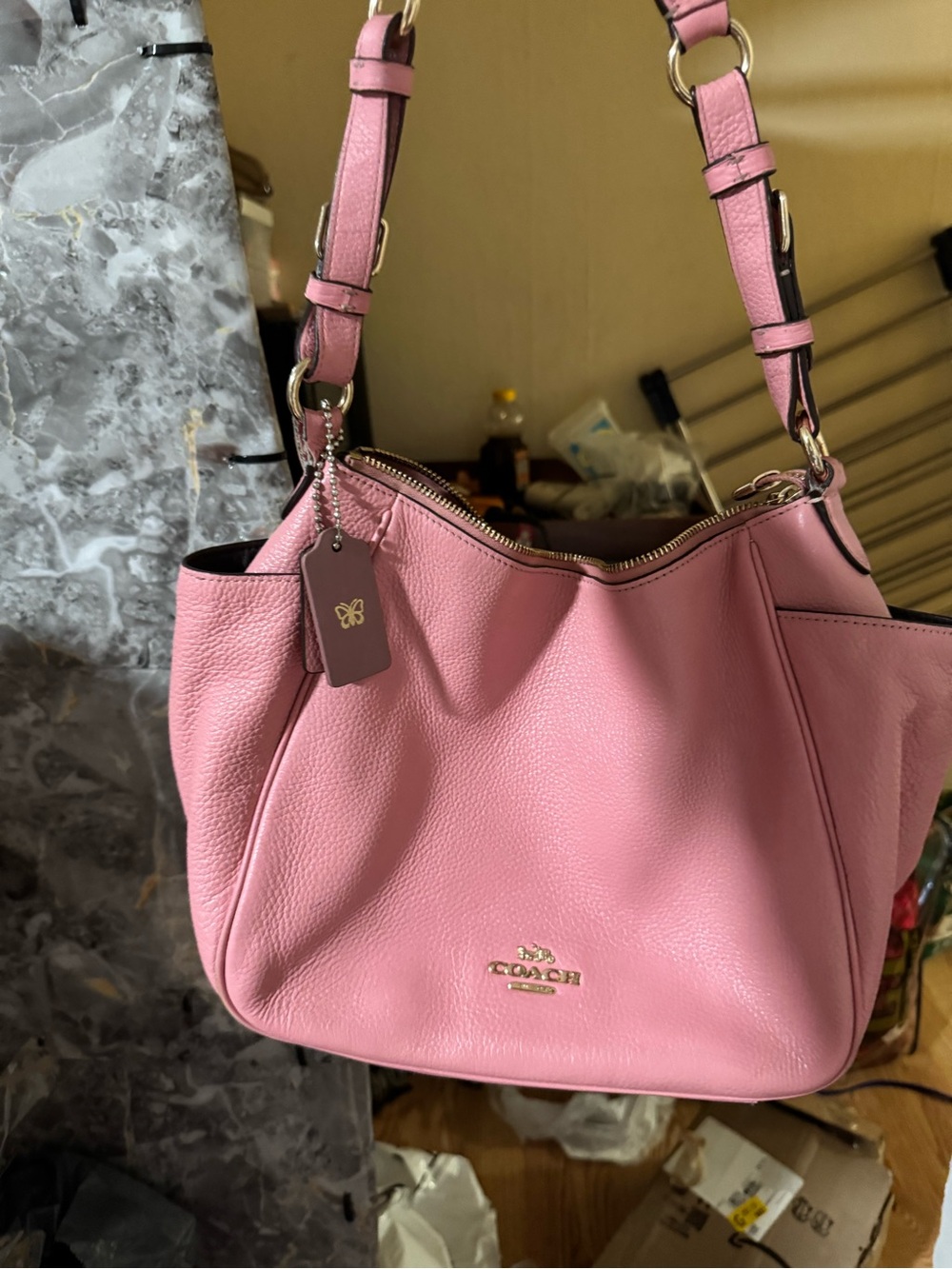 Coach Rori Pink Pebbled Leather Shoulder Bag